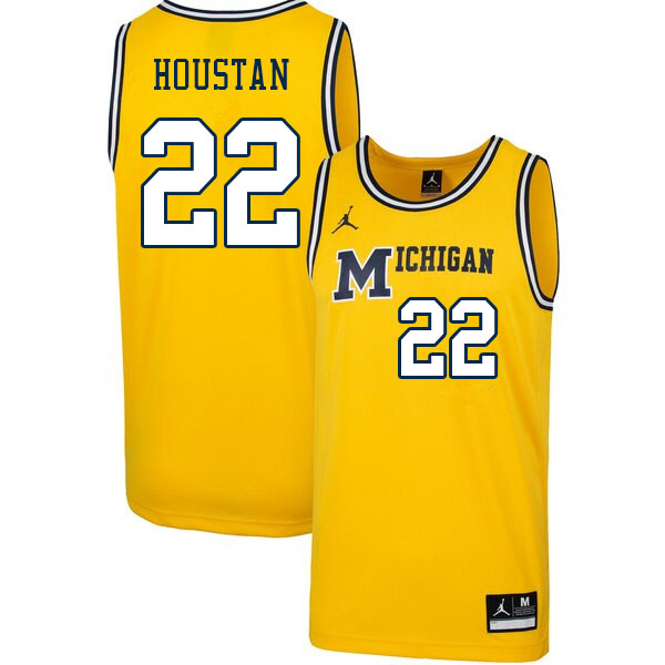 Men #22 Caleb Houstan Michigan Wolverines College Basketball Jerseys Sale-Throwback